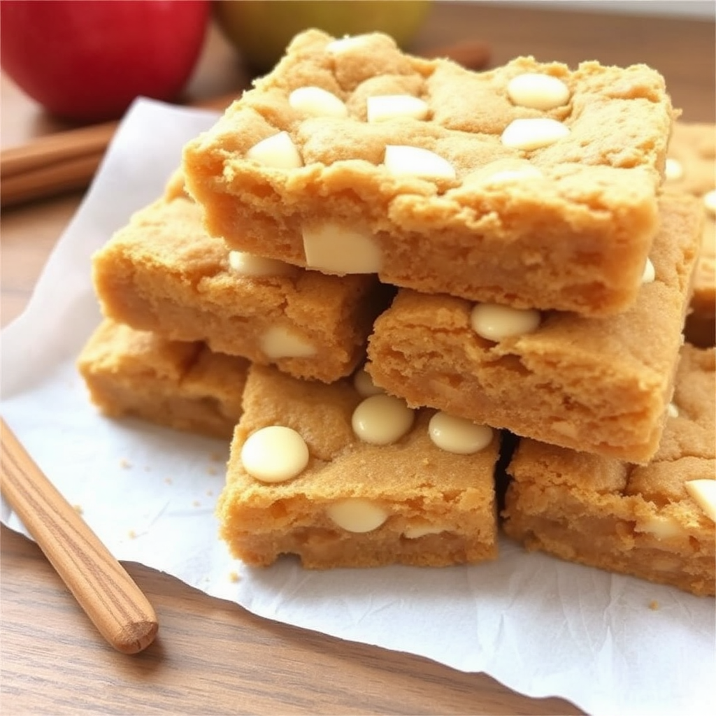 Apple Cider and White Chocolate Blondies