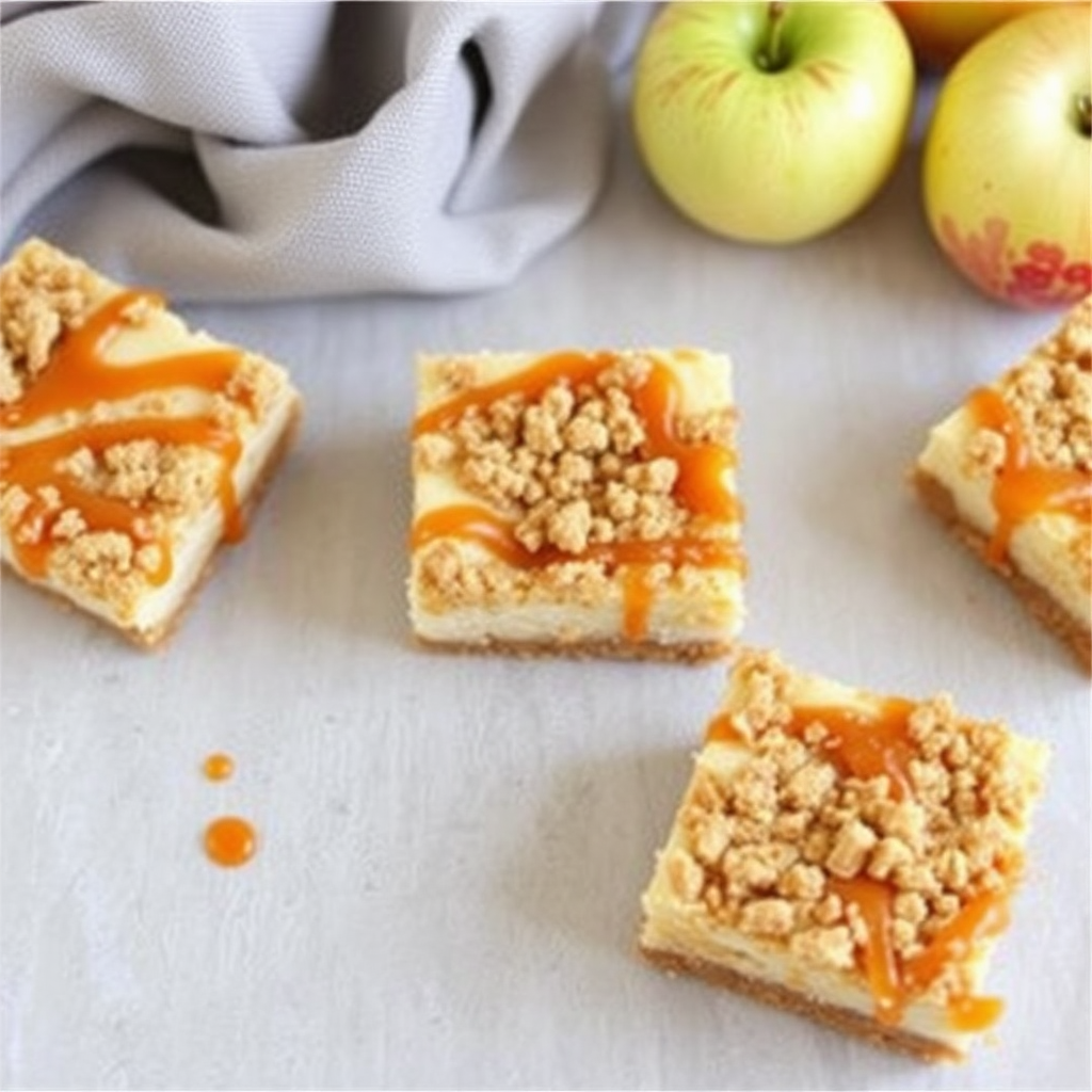 Caramel Apple Crumble Cheesecake Bars