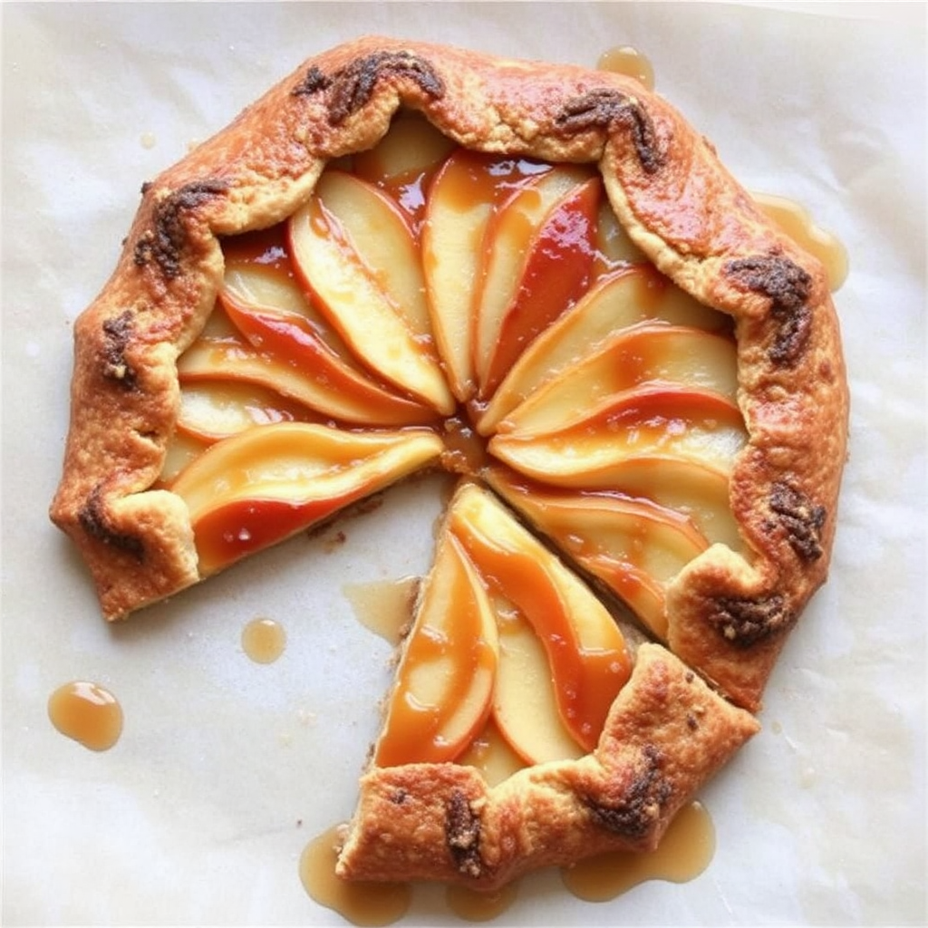 Caramel Apple Galette with Pecan Crust and Cinnamon Swirl