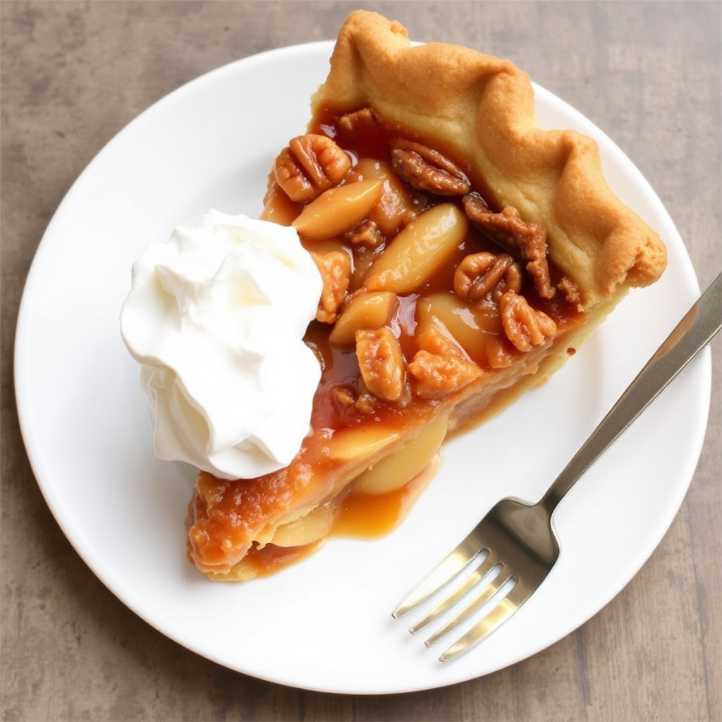 Caramel Apple Pie with Pecan Crust and Bourbon Whipped Cream