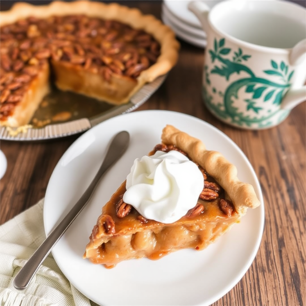 Caramel Apple Pie with Pecan Crust and Maple Whipped Cream