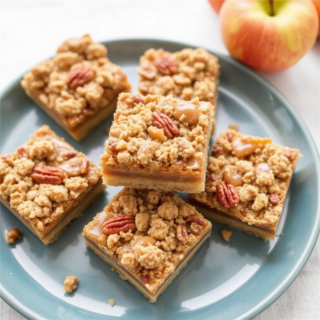 Caramel Pecan Apple Crumble Bars