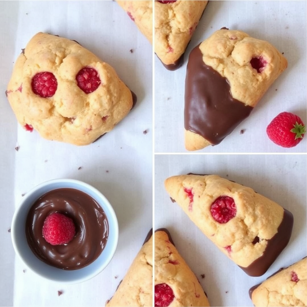 Chocolate Dipped Raspberry Scones