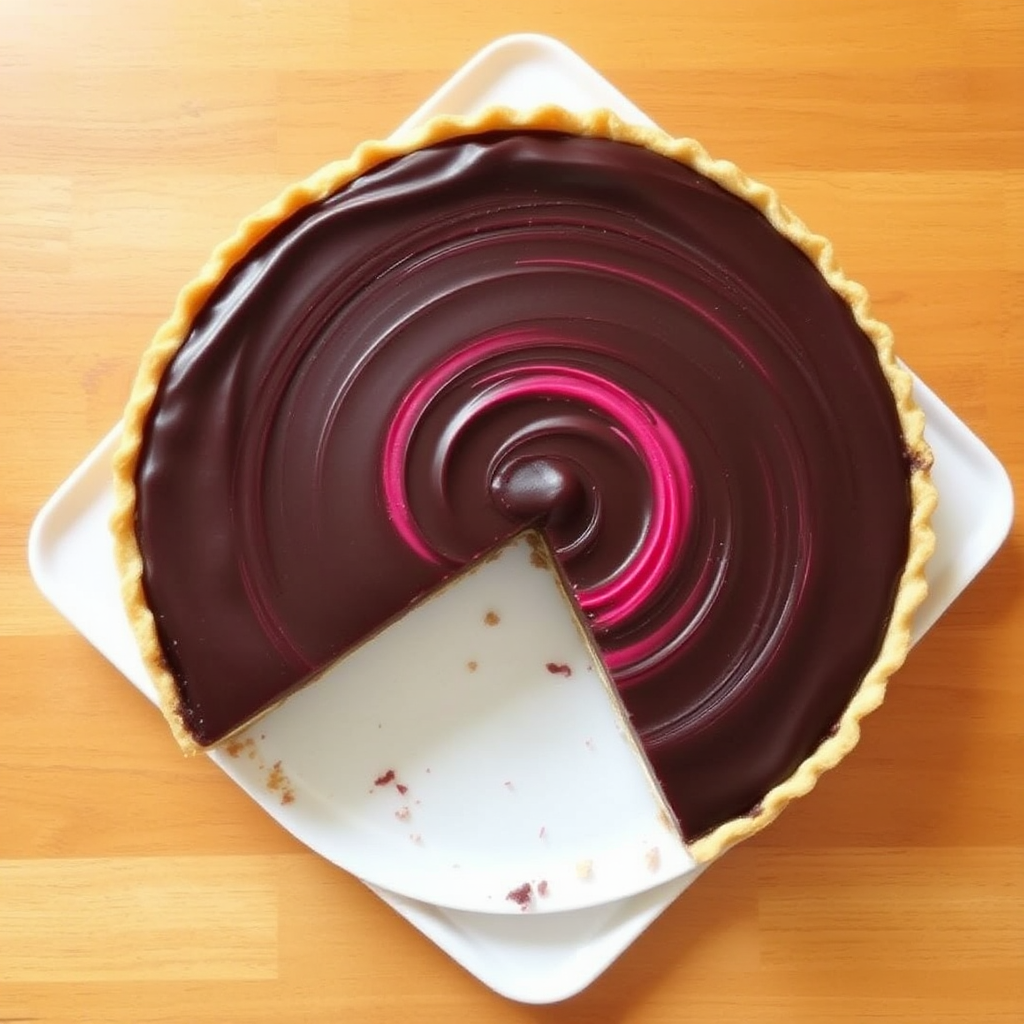 Chocolate Ganache Tart with Raspberry Swirl and Shortbread Crust