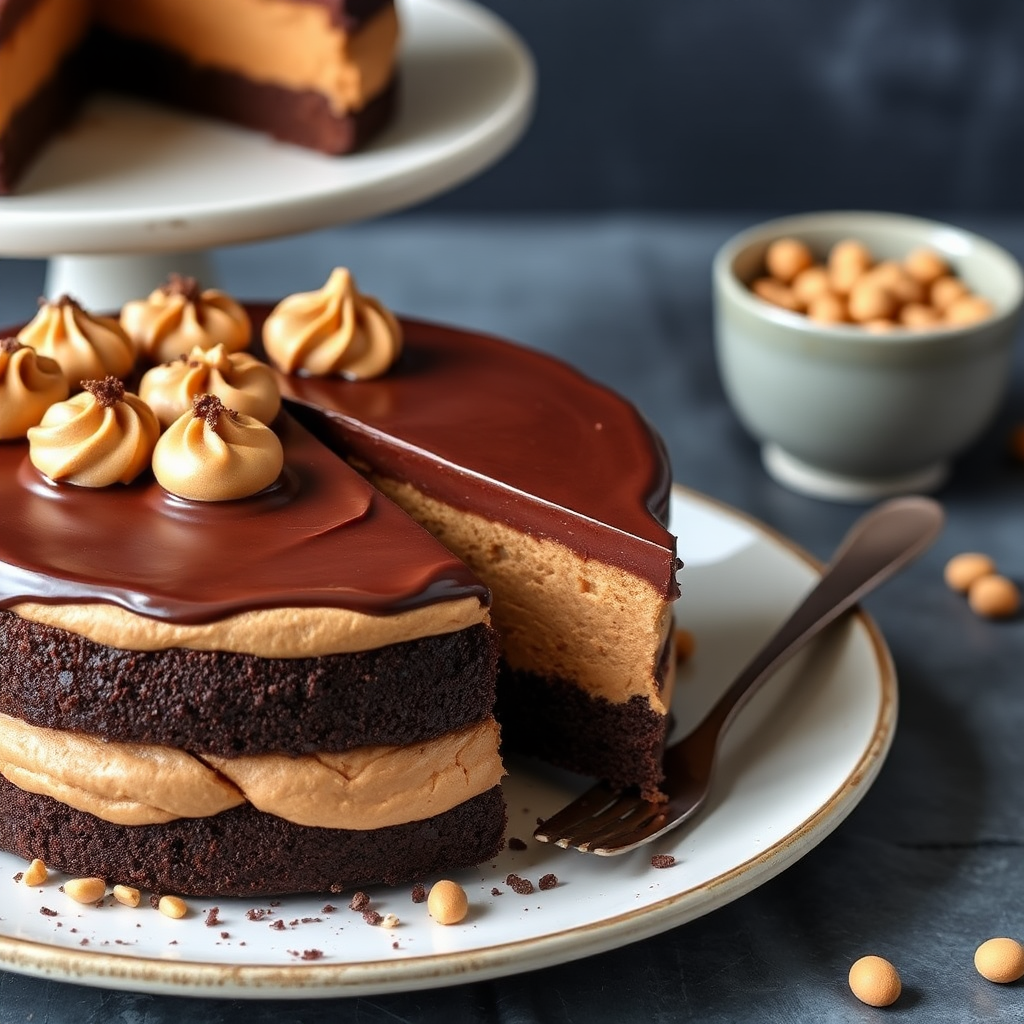 Chocolate Peanut Butter Mousse Cake