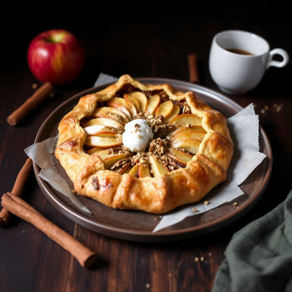 Cinnamon Apple Galette with Caramel Pecan Crumble