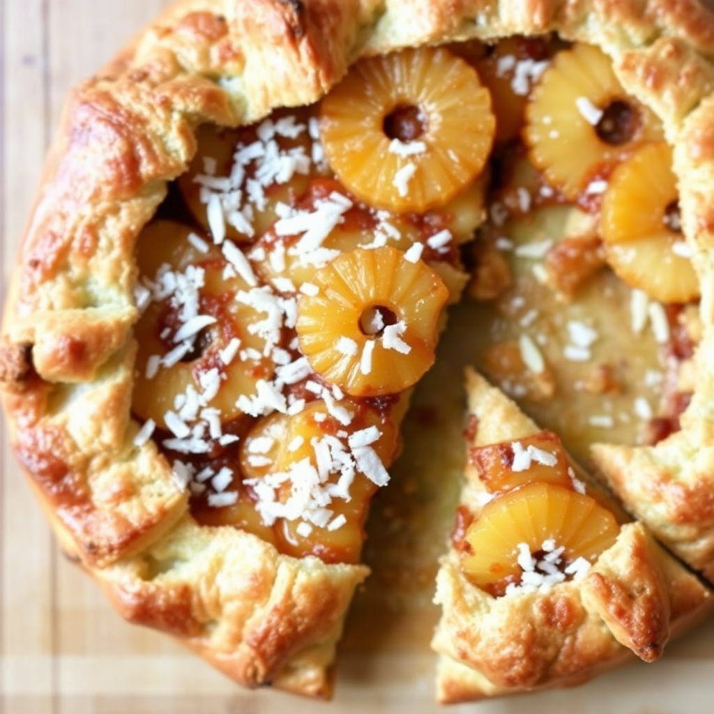 Cinnamon Apple Galette with Caramelized Pineapple and Coconut Flakes