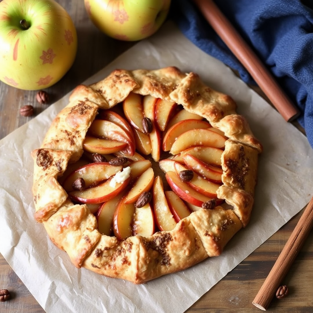 Cinnamon Apple Galette with Maple Glaze and Pecan Crust