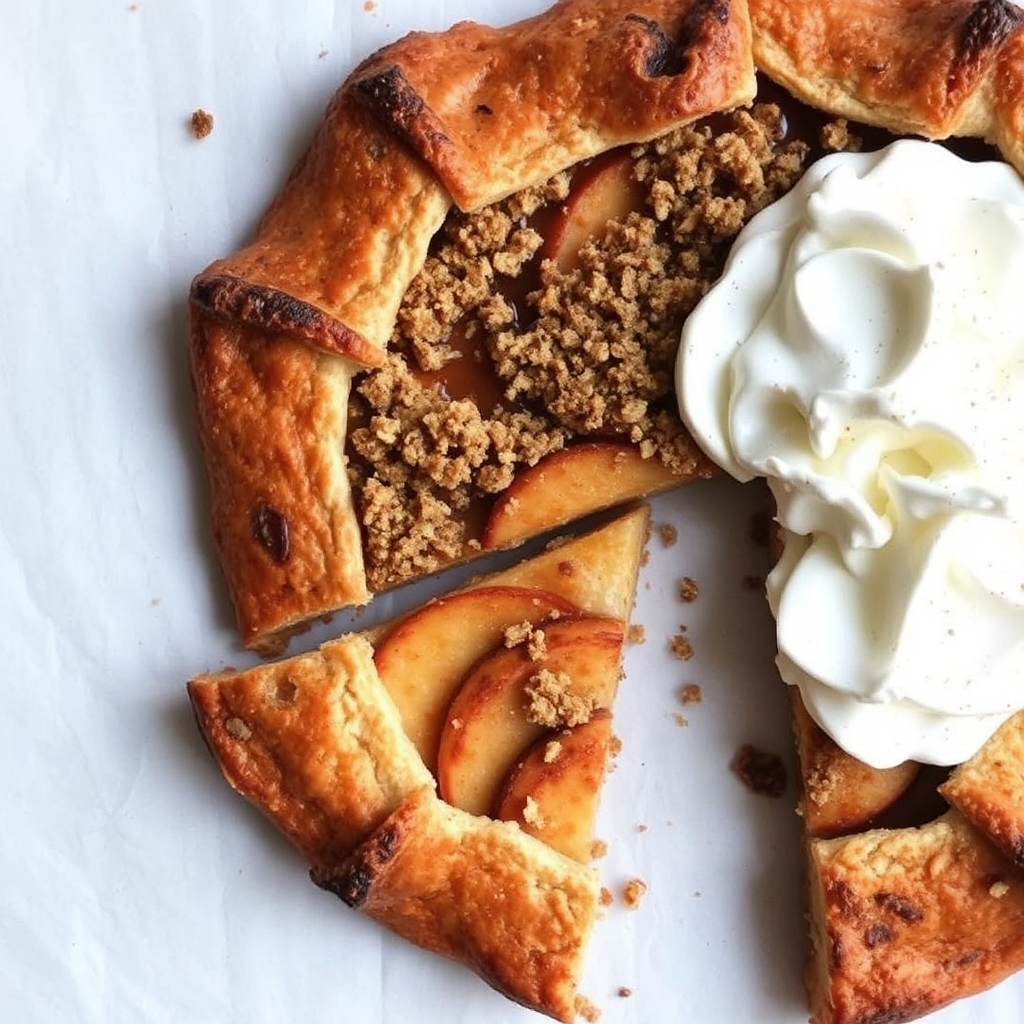 Cinnamon Apple Galette with Oat Crumble and Bourbon Whipped Cream