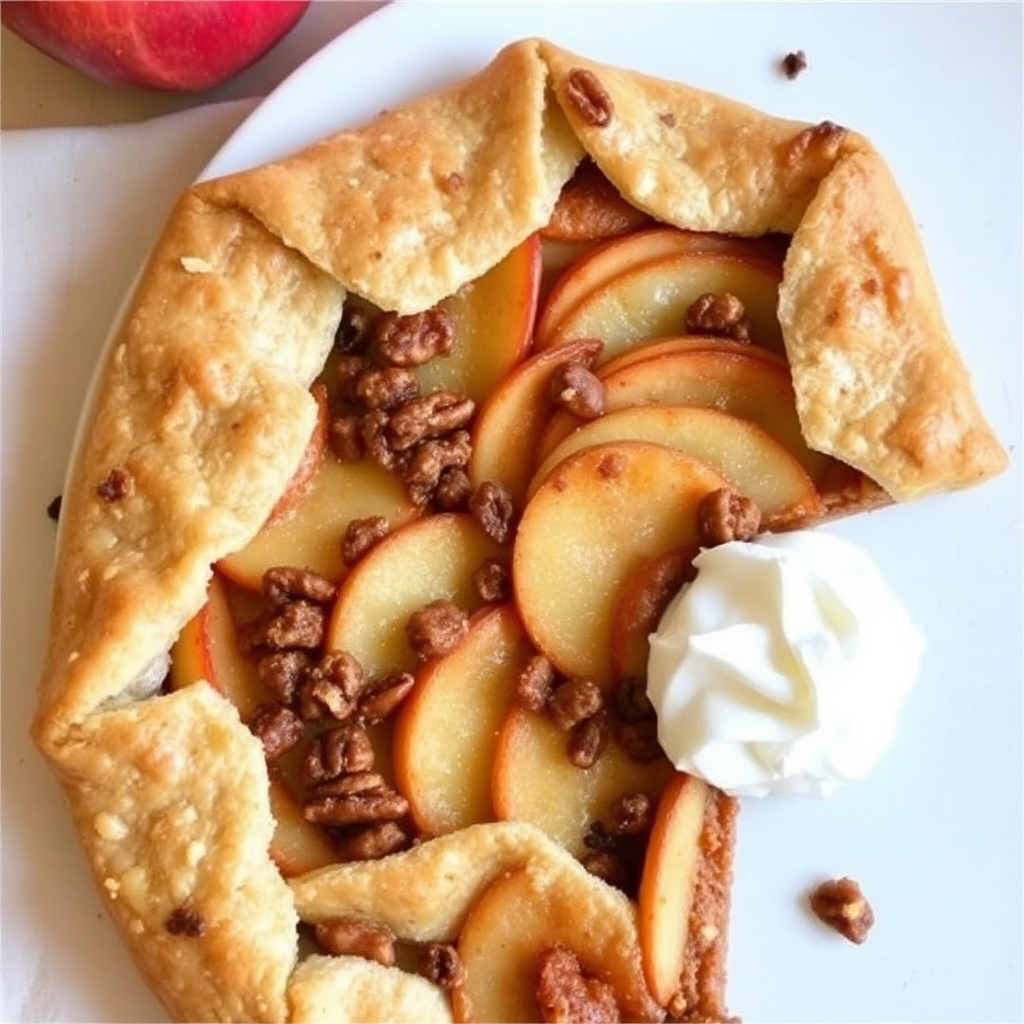 Cinnamon Apple Galette with Pecan Crust and Bourbon Whipped Cream