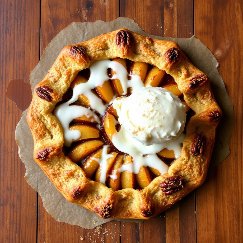 Cinnamon Apple Galette with Pecan Crust and Brown Sugar Ice Cream