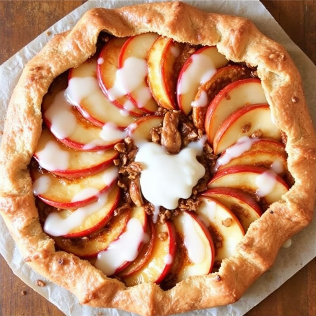 Cinnamon Apple Galette with Pecan Crust and Maple Glaze