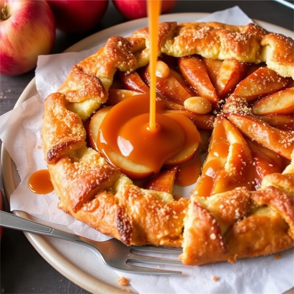 Cinnamon Apple Galette with Salted Caramel Sauce