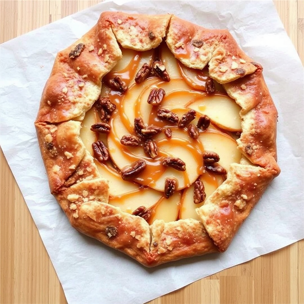 Cinnamon Apple Galette with Salted Caramel and Pecans