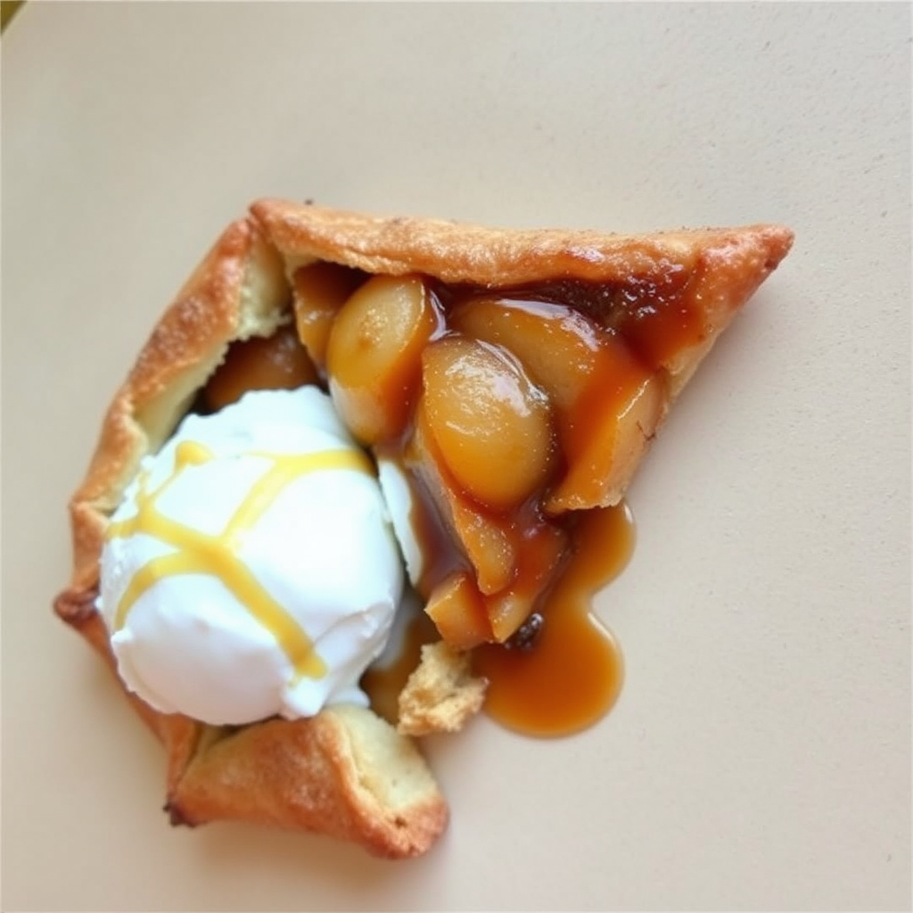 Cinnamon Apple Galette with Vanilla Ice Cream and Caramel Sauce