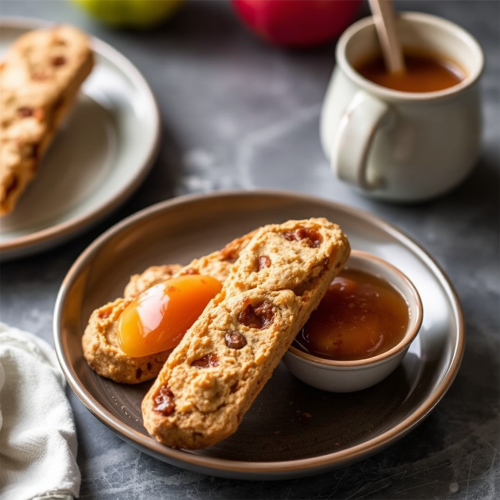 Cinnamon Swirl Biscotti with Apple Compote