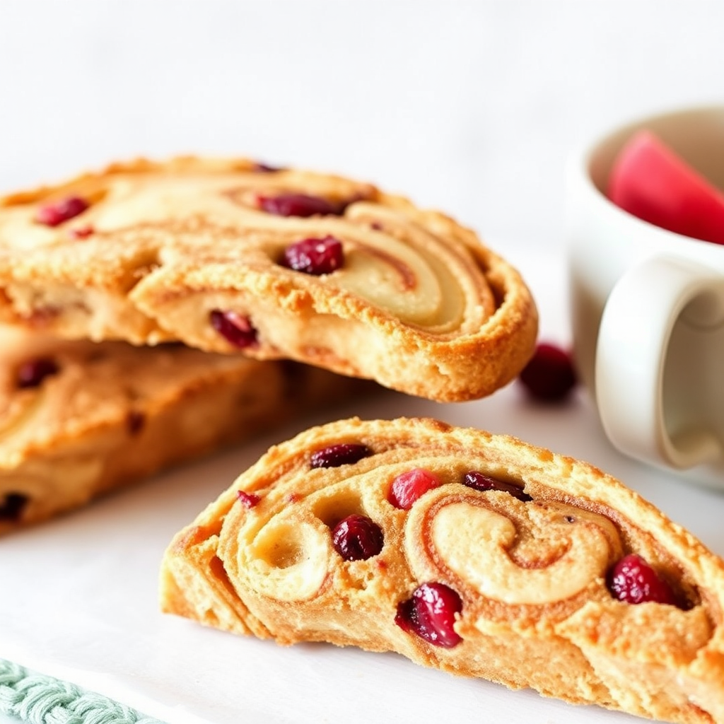 Cinnamon Swirl Biscotti with Apple and Cranberry