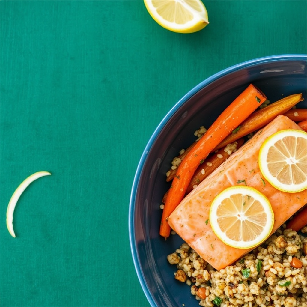 Citrus-Glazed Salmon with Roasted Carrots and Rosemary Quinoa