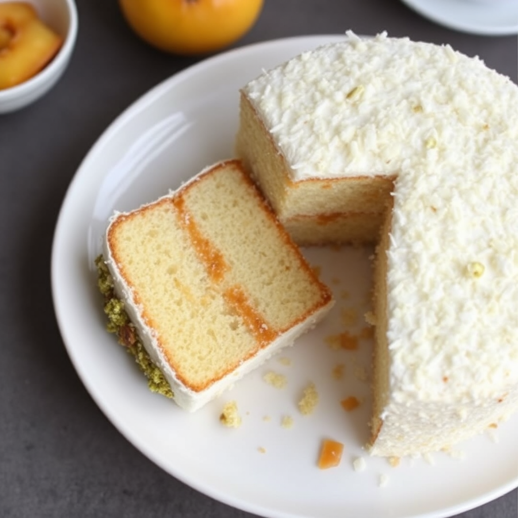 Coconut Cake with Caramelized Pineapple and Pistachio Crunch