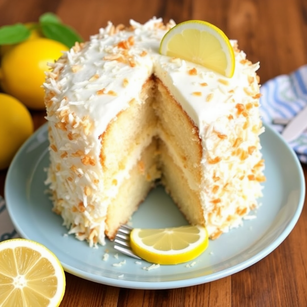 Coconut Cake with Lemon Cream Cheese Frosting