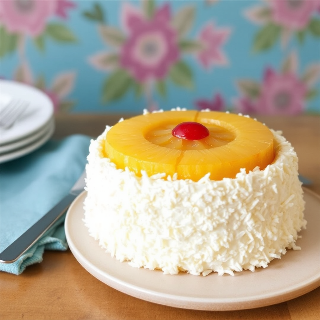 Coconut Cake with Pineapple Upside-Down Topping