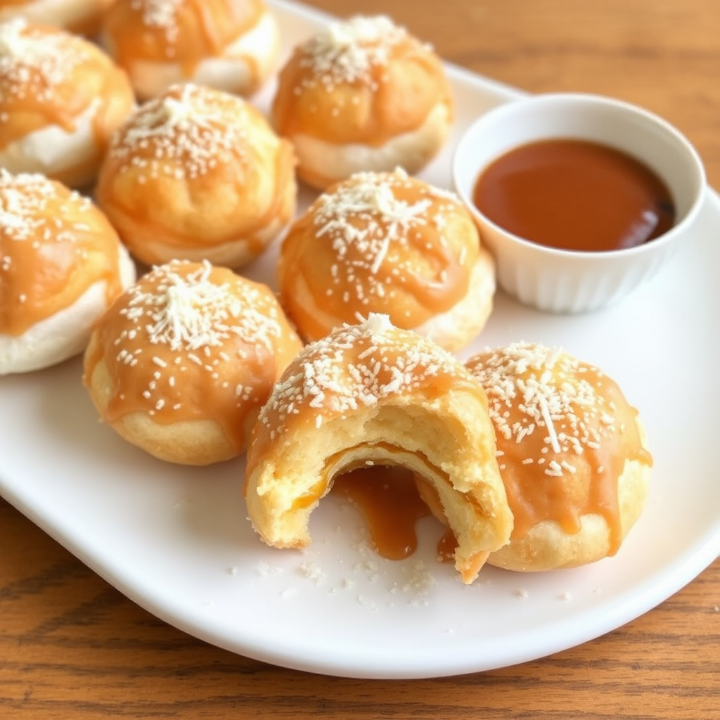 Coconut Caramel Cream Puffs