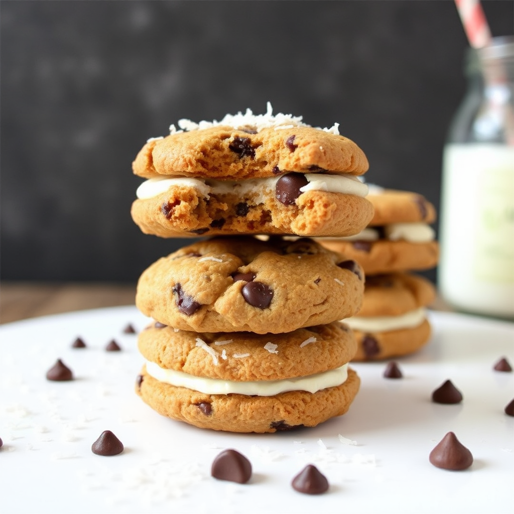 Coconut Chocolate Chip Cookie Sandwiches