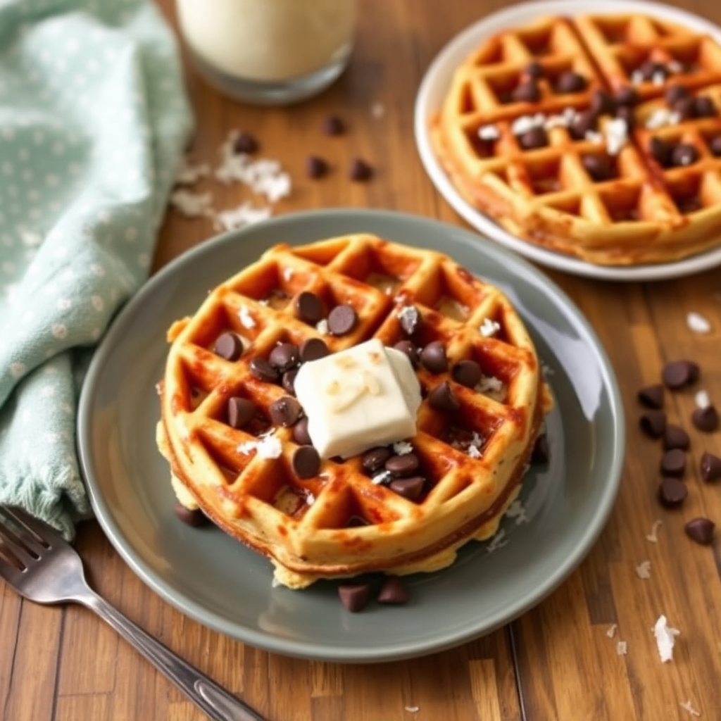 Coconut Chocolate Chip Waffles