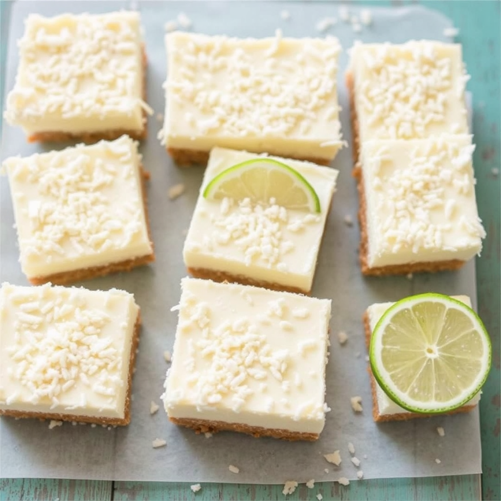 Coconut Key Lime Cheesecake Bars