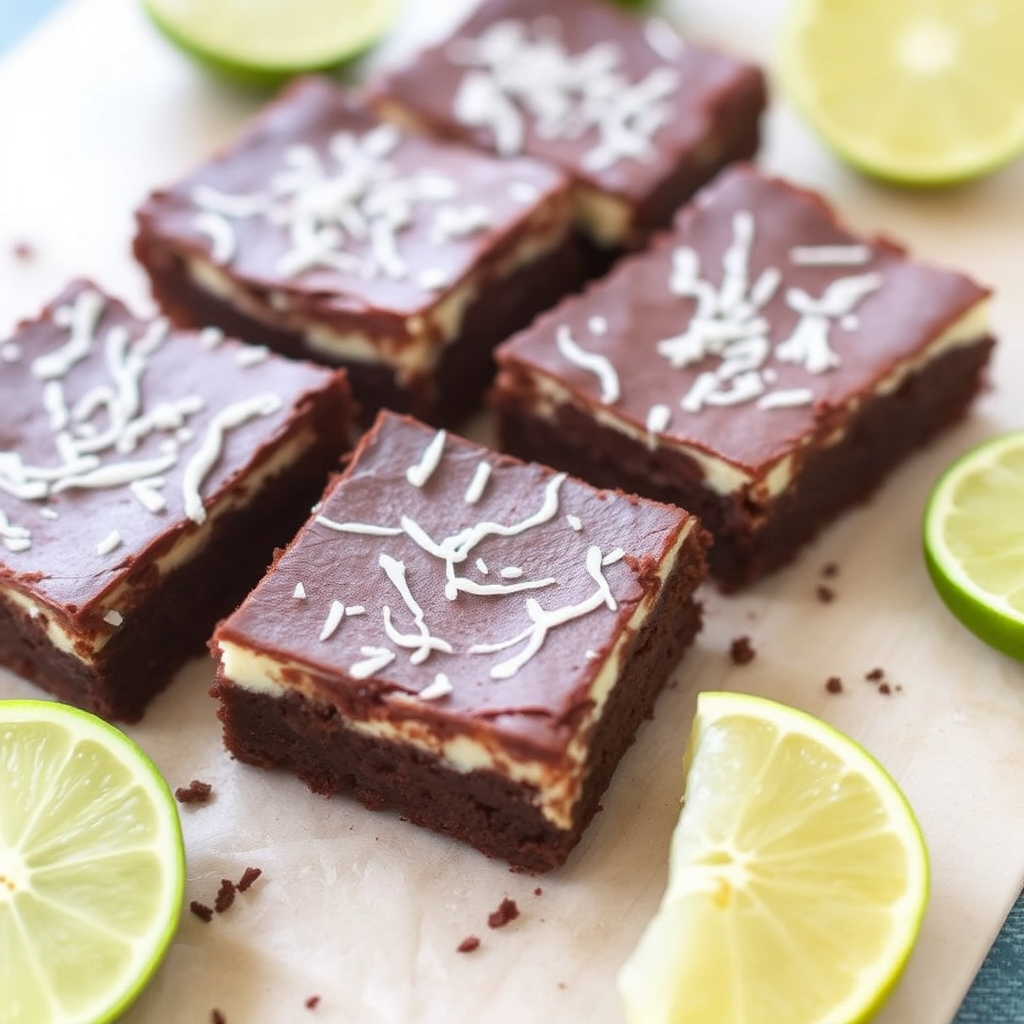 Coconut Lime Cheesecake Brownies