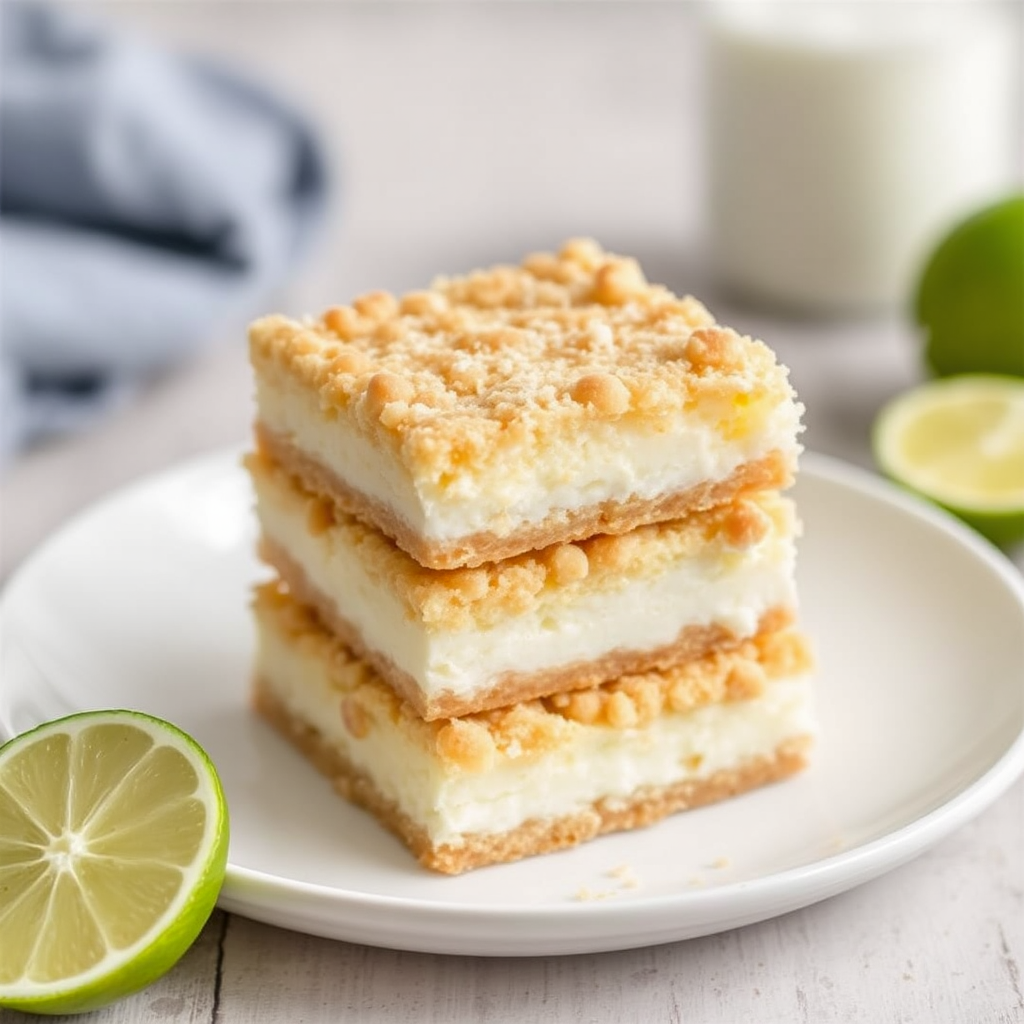 Coconut Lime Cheesecake Crumble Bars