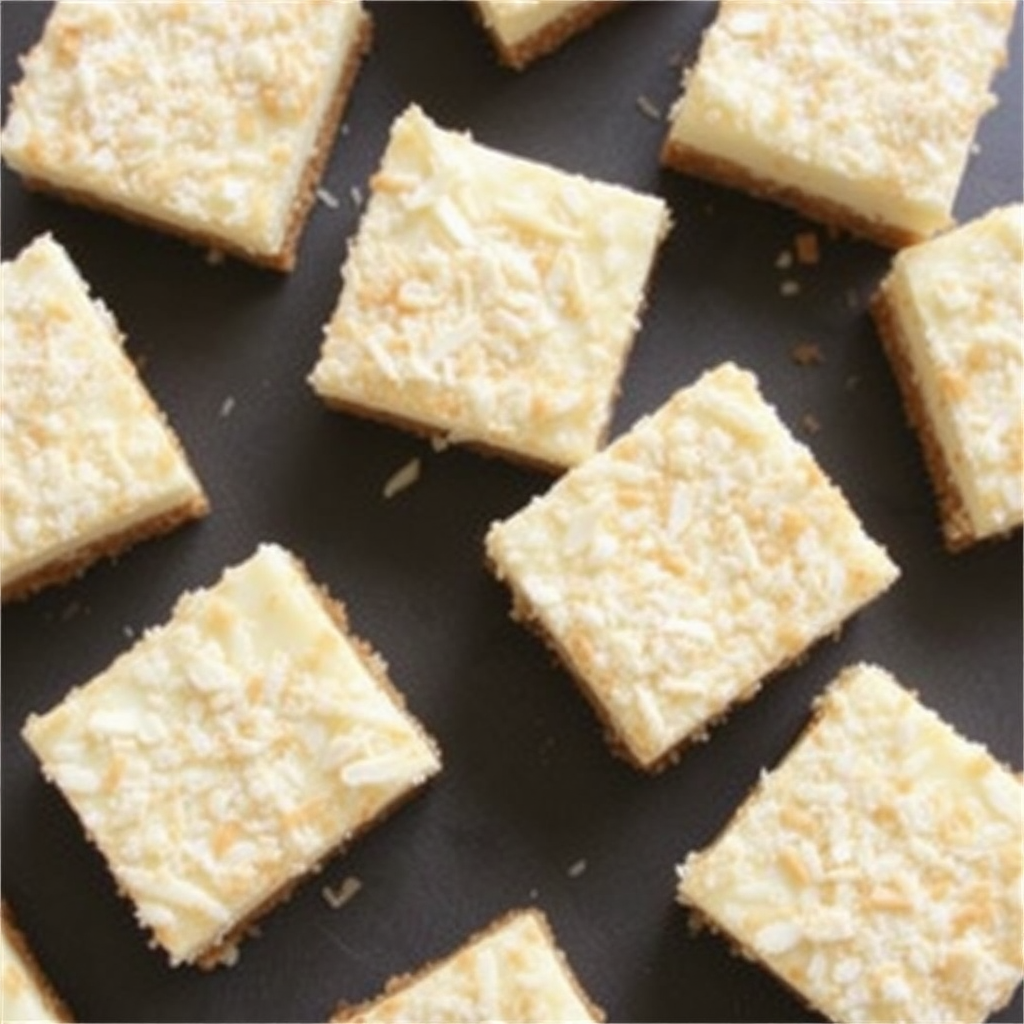 Coconut Macaroon Crusted Cheesecake Bars