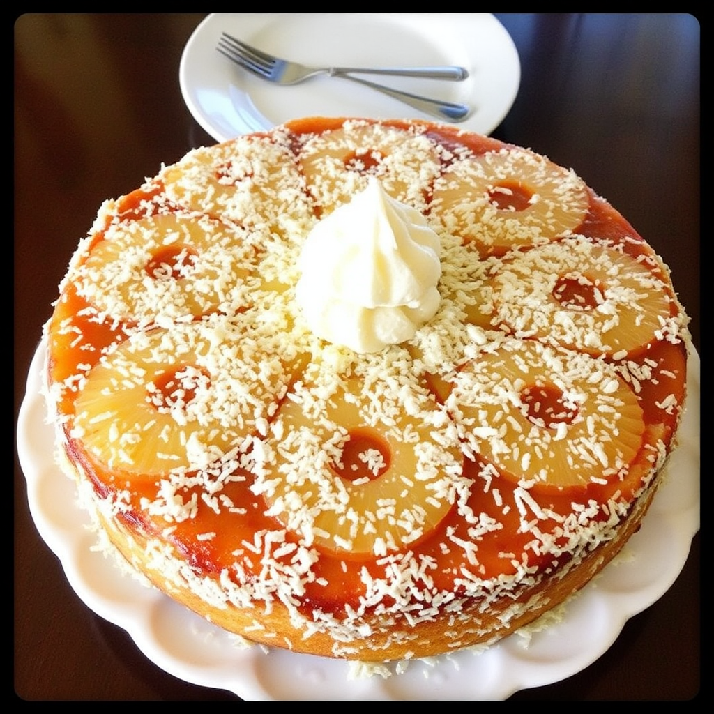 Coconut Macaroon Crusted Pineapple Upside-Down Cake