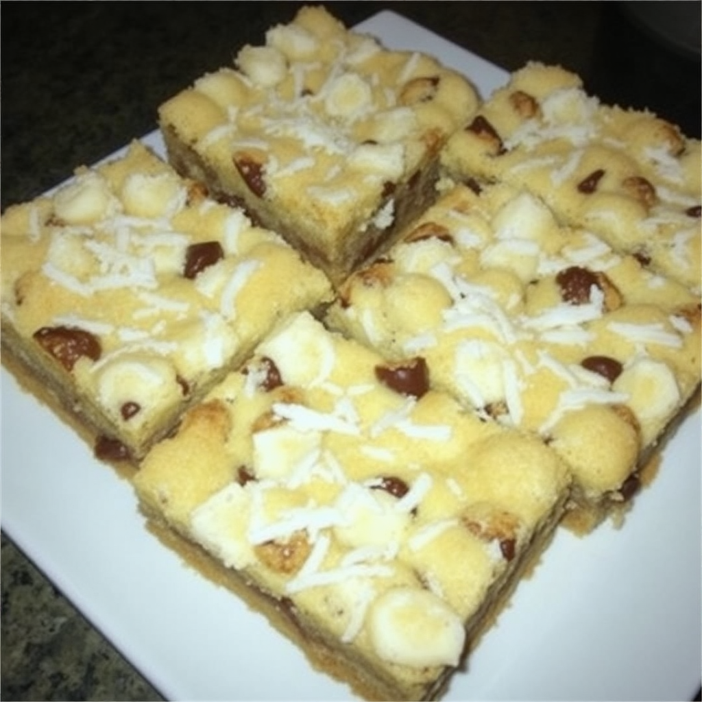 Coconut Macaroon and Chocolate Chip Cookie Crumble Bars