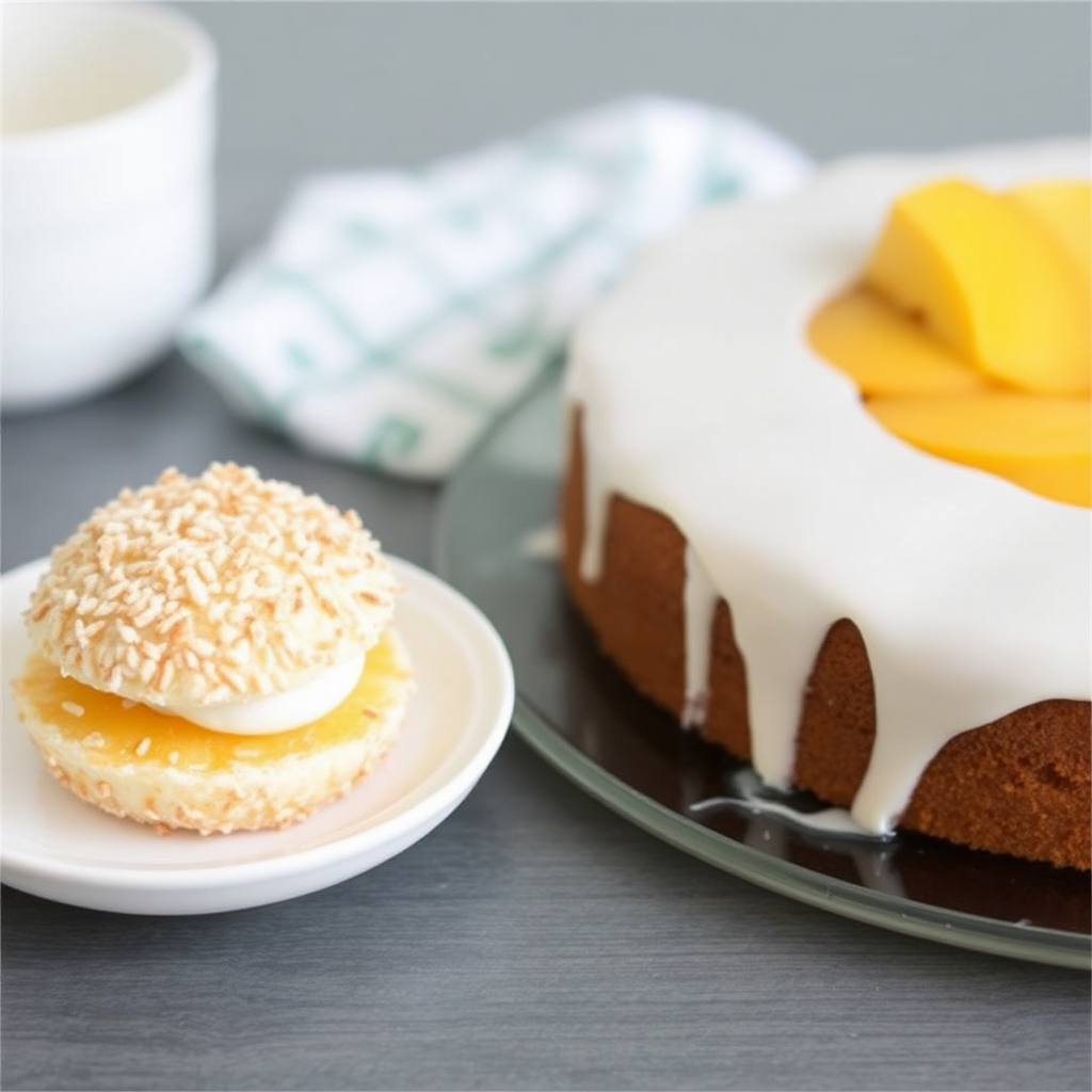 Coconut Macaroon and Mango Upside-Down Cake