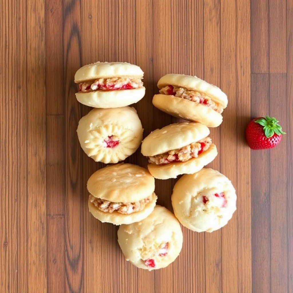 Coconut Macaroon and Strawberry Crumble Sandwich Cookies