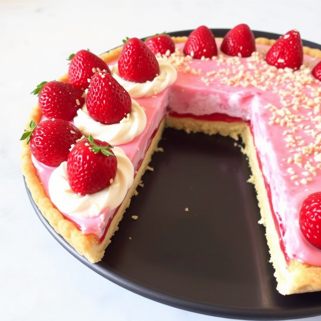 Coconut Macaroon and Strawberry Eclair Tart