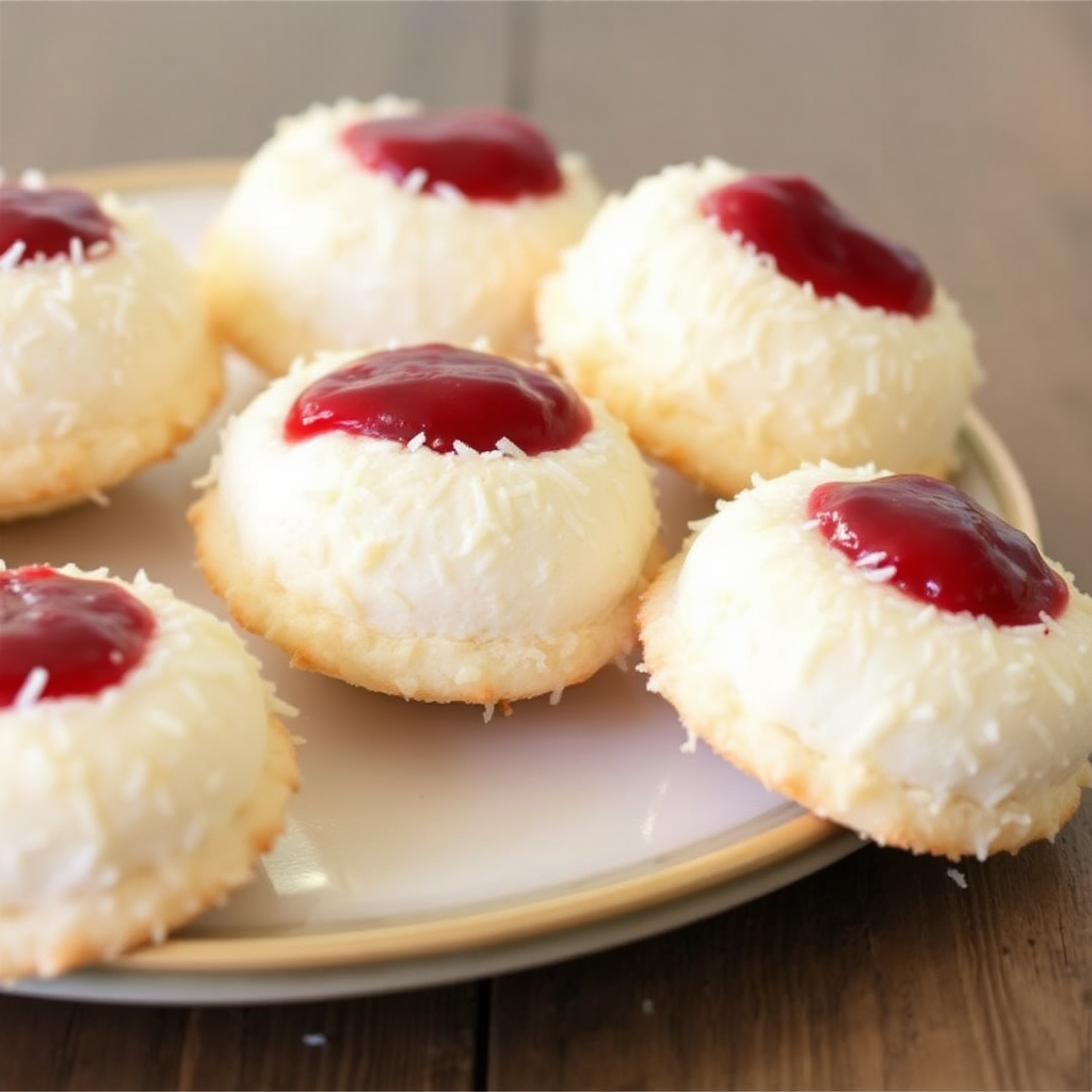 Coconut Macaroons with Raspberry Jam