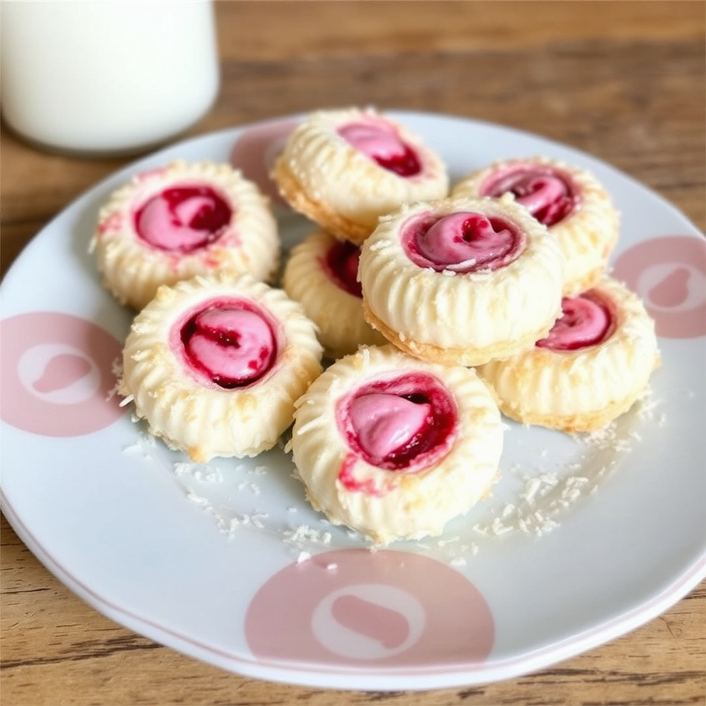 Coconut Macaroons with Raspberry Swirl