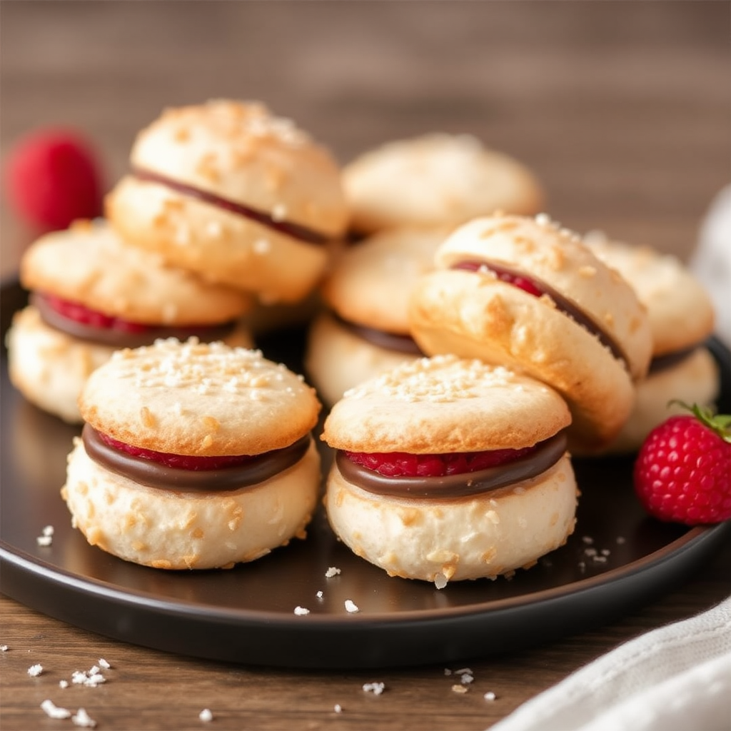 Coconut Macaroons with Raspberry and Dark Chocolate