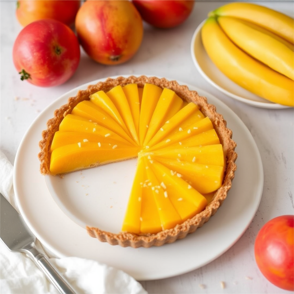 Coconut Mango Tart with Almond Crust