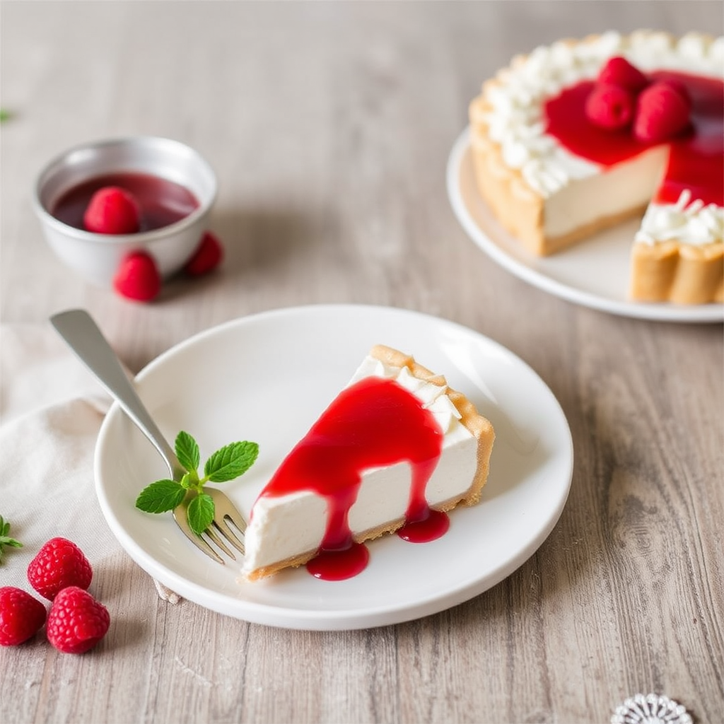 Coconut Mousse Tart with Raspberry Coulis