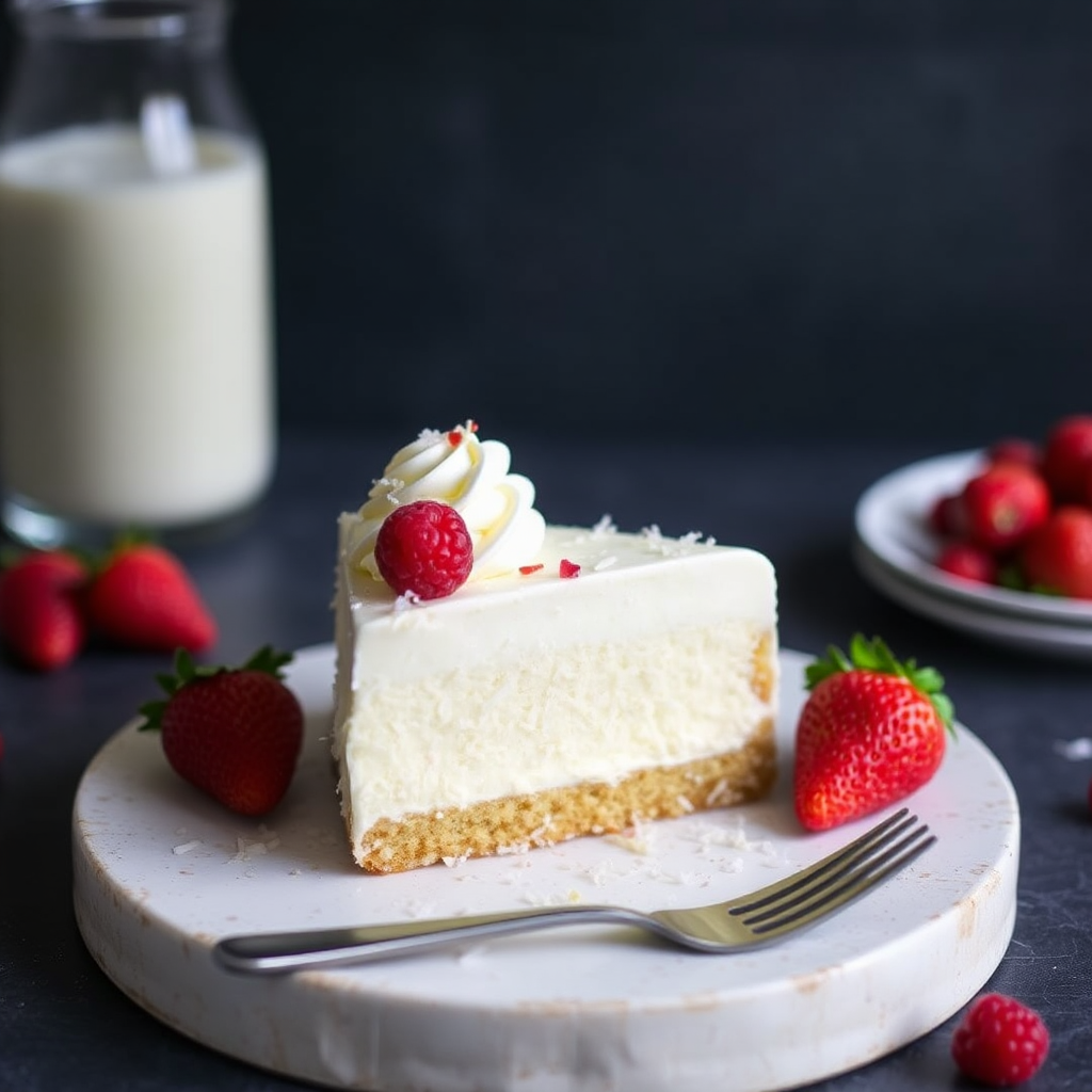 Coconut Panna Cotta Tres Leches Cake