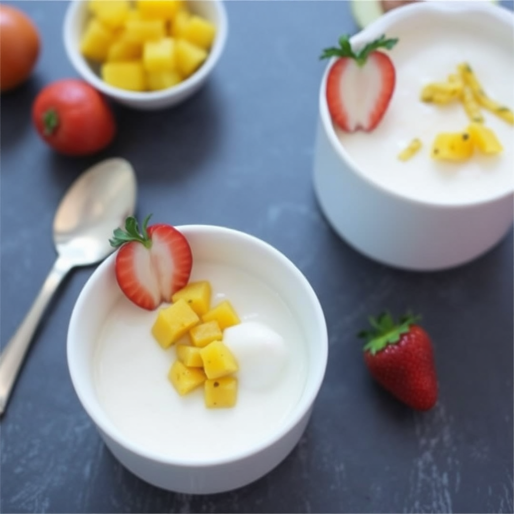 Coconut Panna Cotta with Mango Salsa