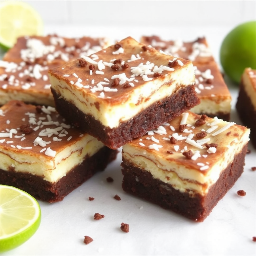 Coconut and Lime Cheesecake Brownies