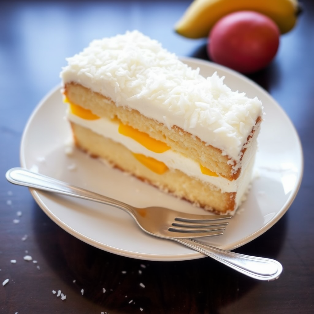 Coconut and Mango Tres Leches Cake