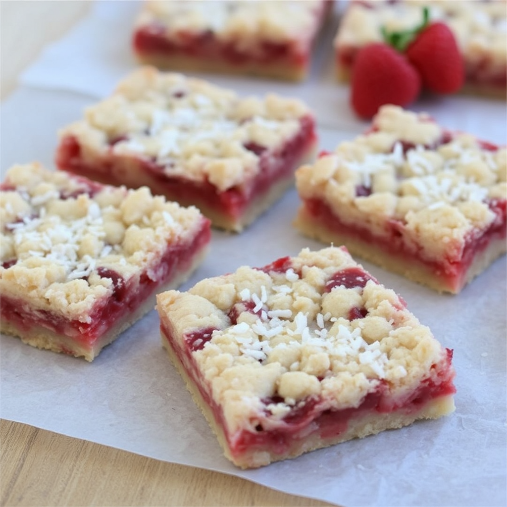 Coconut and Raspberry Crumble Bars