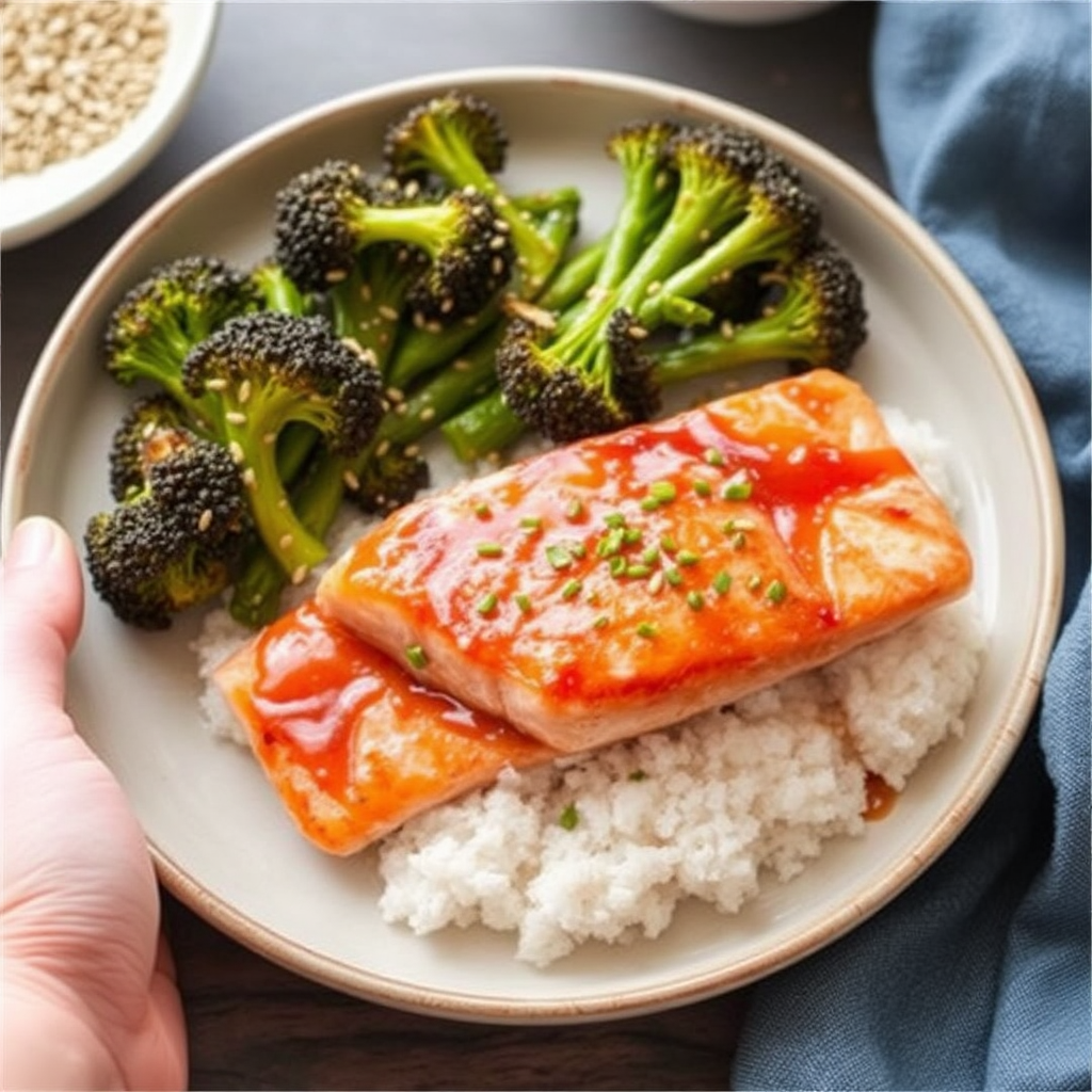 Ginger-Glazed Salmon with Sesame Roasted Broccoli