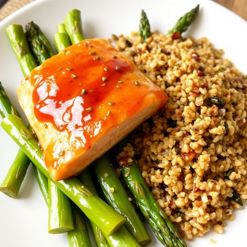 Honey-Garlic Glazed Salmon with Roasted Asparagus and Quinoa