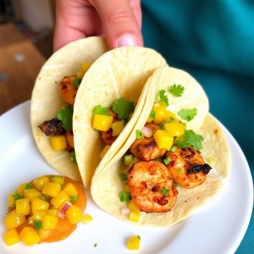 Jamaican Jerk Shrimp Tacos with Mango Salsa